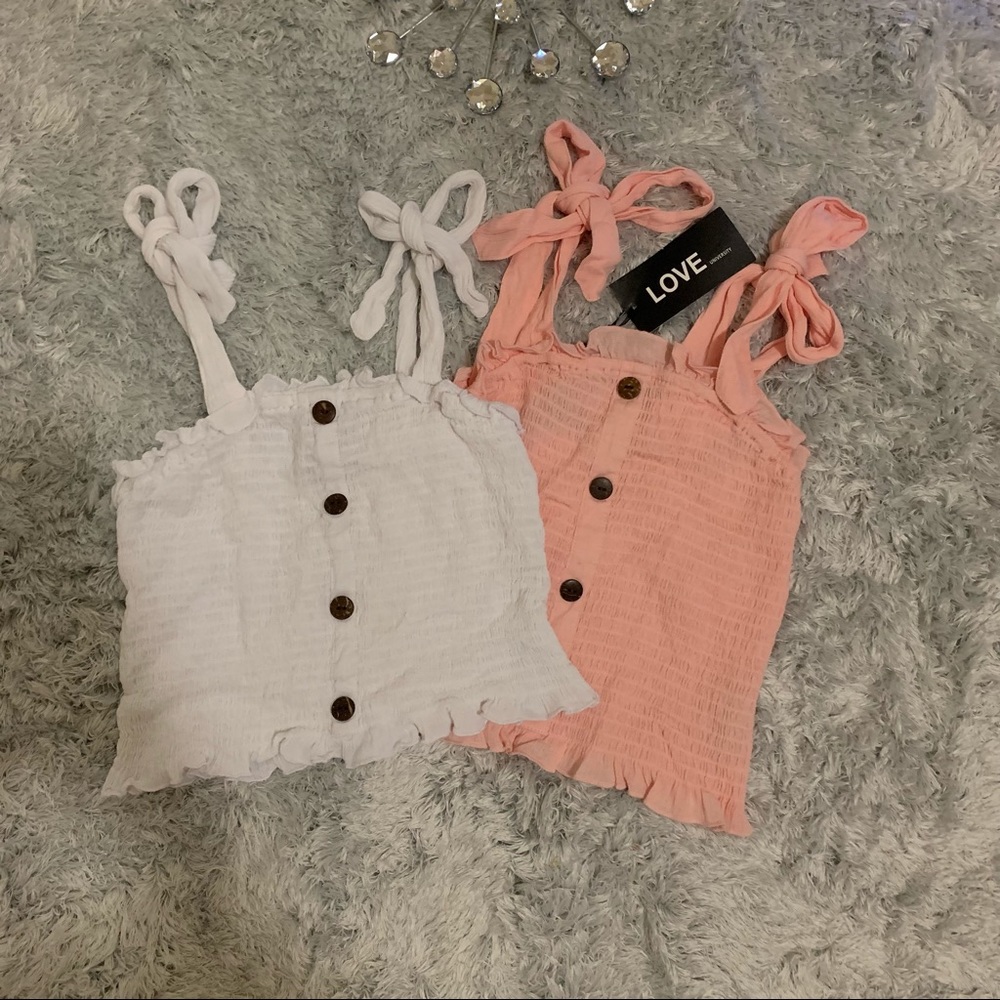 Two shoulder tie tops